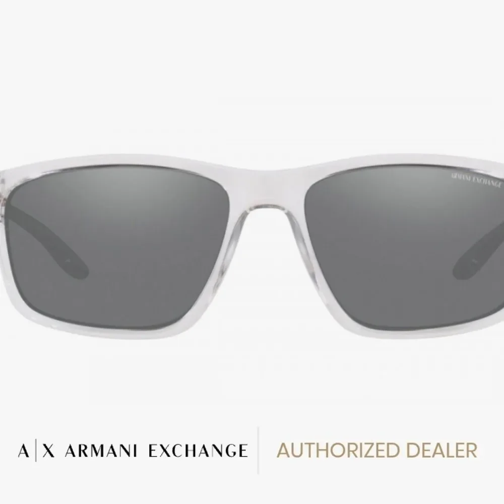 Armani Exchange AX4122S-83336G 59 Sunglasses- Shiny Crystal/Grey Mirrored Silver
